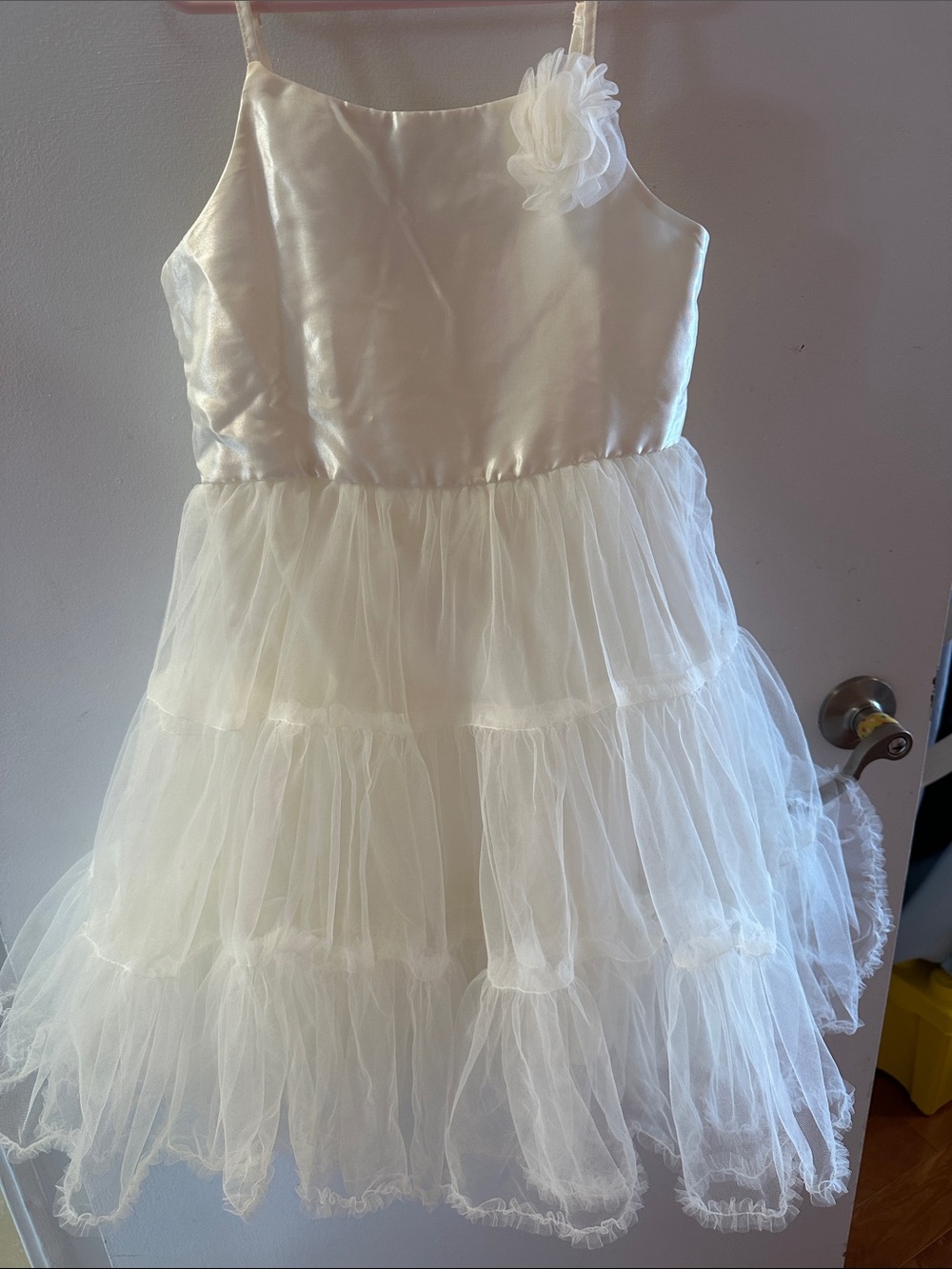 Ivory Tulle Party Dress for Girls -  Flower Accent